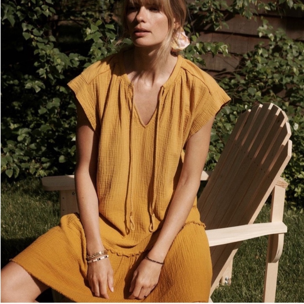 Anthropologie Saturday Sunday Lydia Gold Mustard Ombre Gauze Tunic Dress Medium